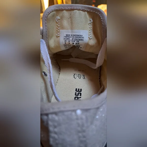 Converse Women's Glitter Cream Sneakers - Picture 3 of 7